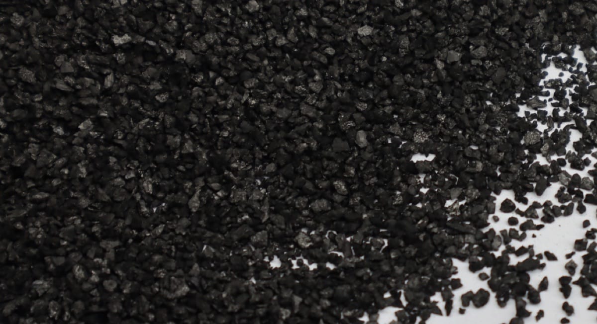 Close-up of granular activated carbon media used for PFAS removal
