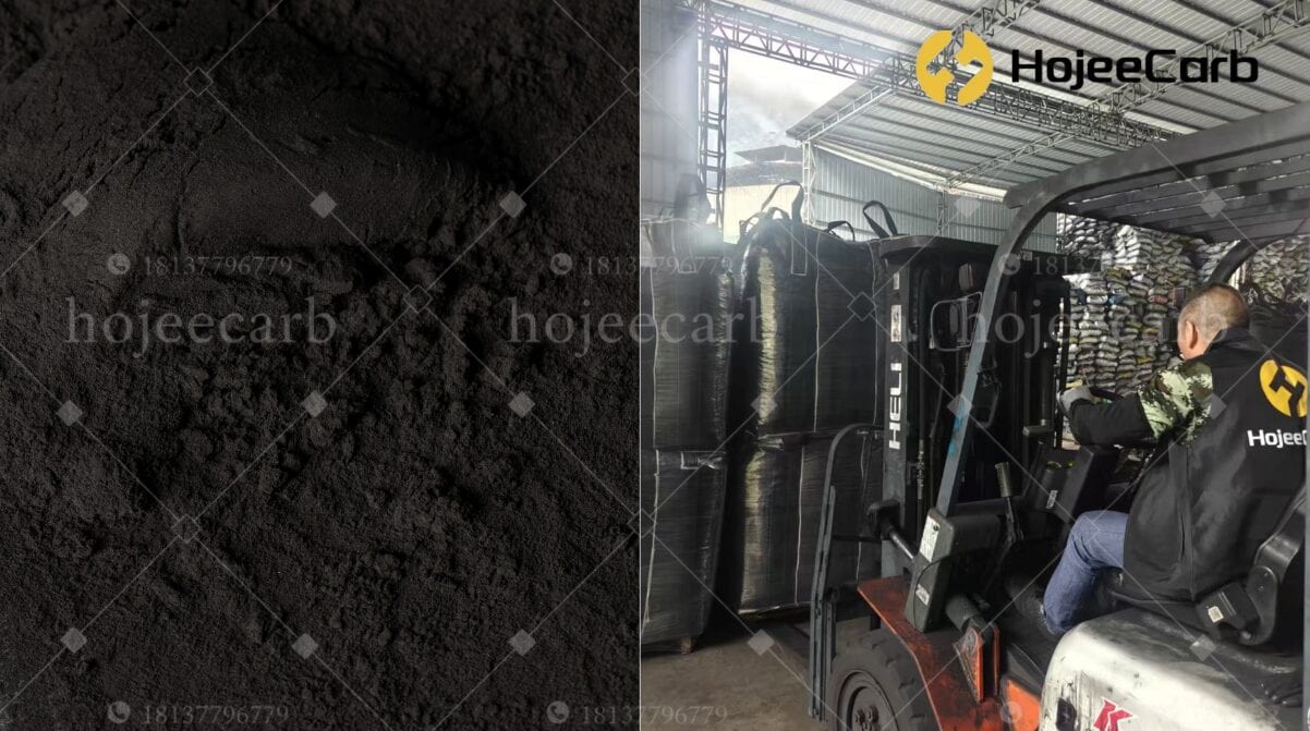 Bulk bags of food-grade activated carbon loaded for export to a sugar refinery