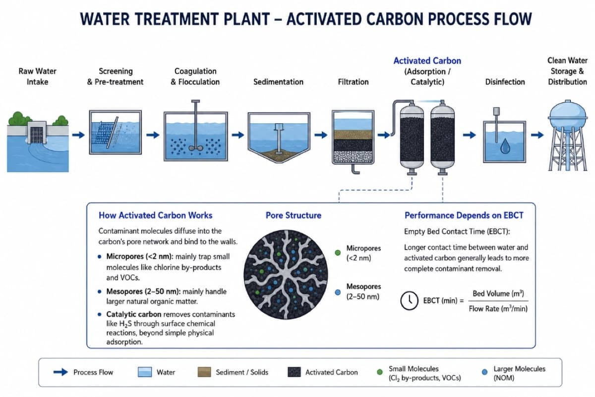 Activated carbon water treatment process flow diagram