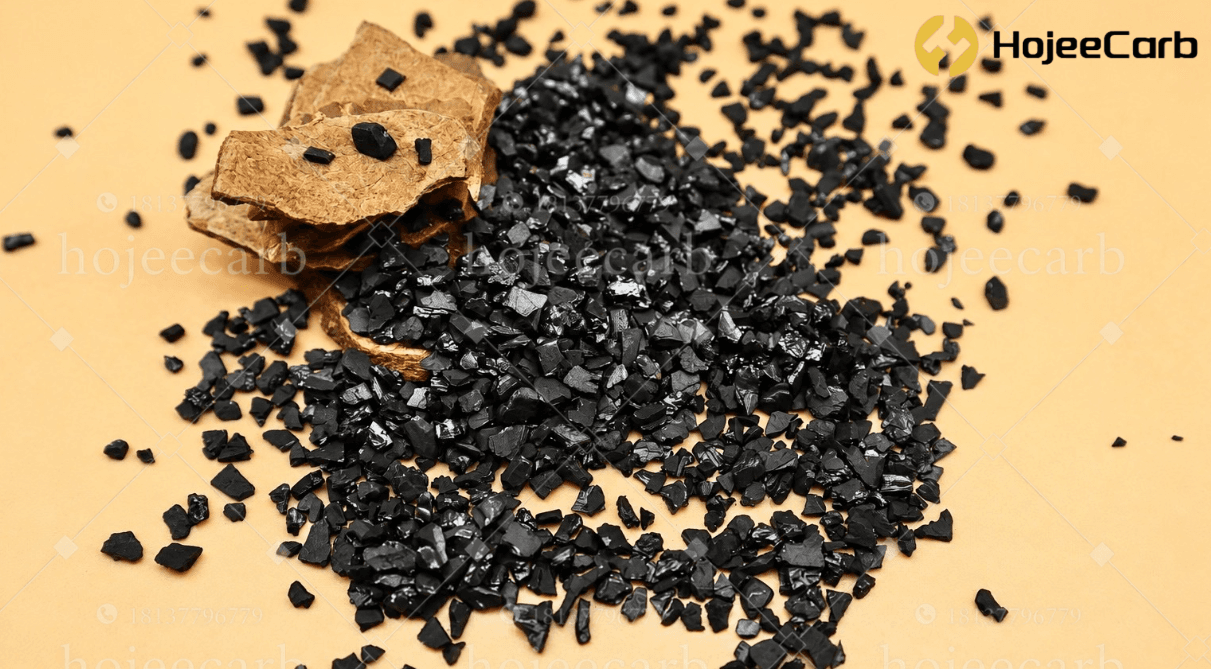 Coconut shell activated charcoal granules with raw coconut shell — HojeeCarb odor absorber product
