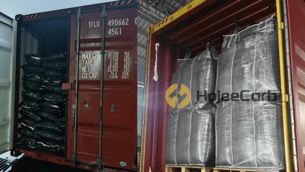 HojeeCarb activated carbon container loading - 25kg bags and jumbo bags for export
