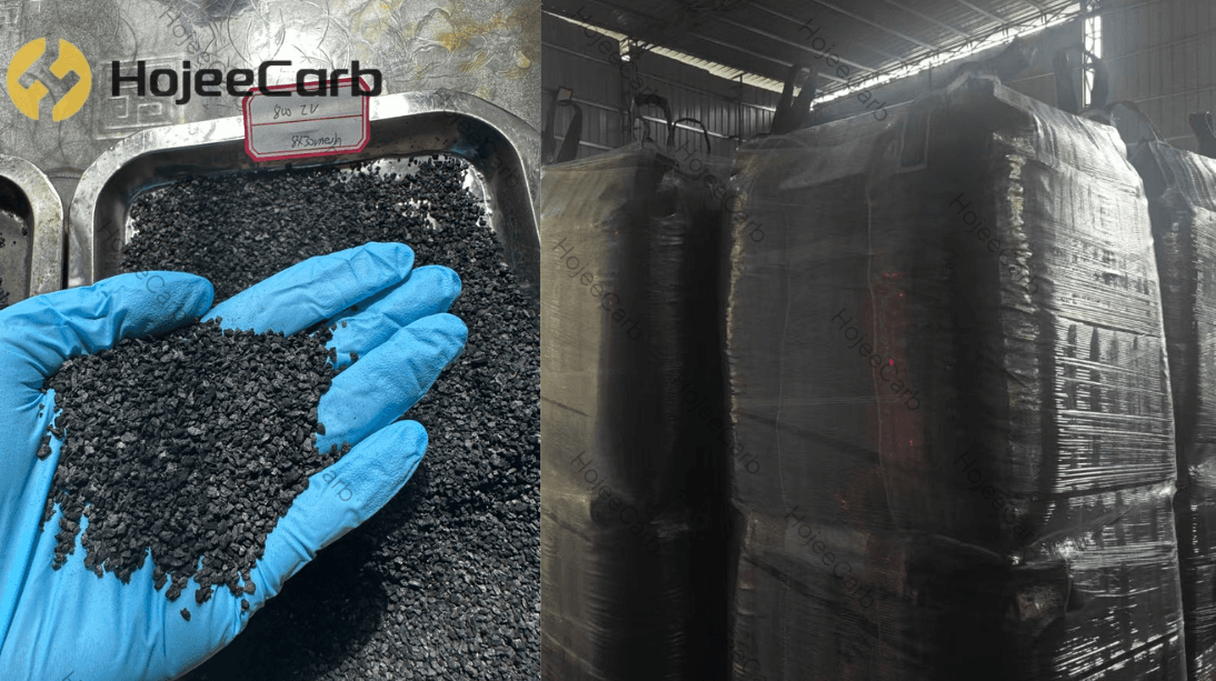Coal granular activated carbon granules on a truck, part of the 78-ton shipment to a Myanmar water treatment plant