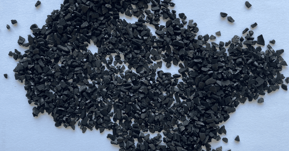 Coconut shell granular activated carbon close-up — high iodine number GAC
