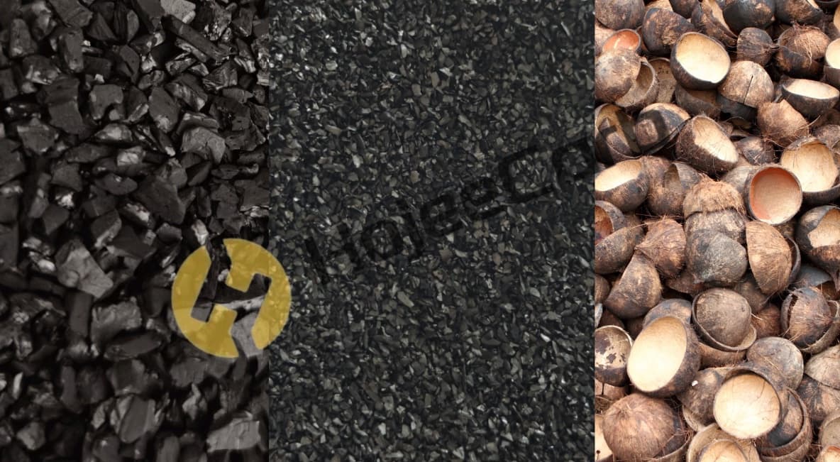 Coconut shell activated carbon suppliers — granular carbon product with raw coconut shells
