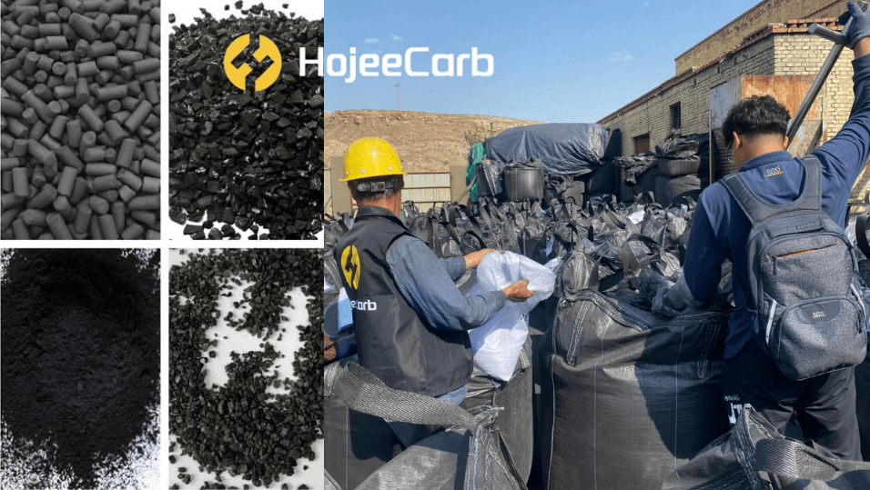 HojeeCarb activated carbon products and factory workers - quality inspection and packaging