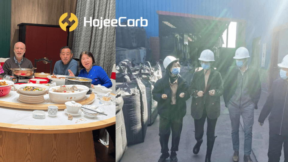 HojeeCarb team at warehouse facility - activated carbon quality inspection and shipment preparation