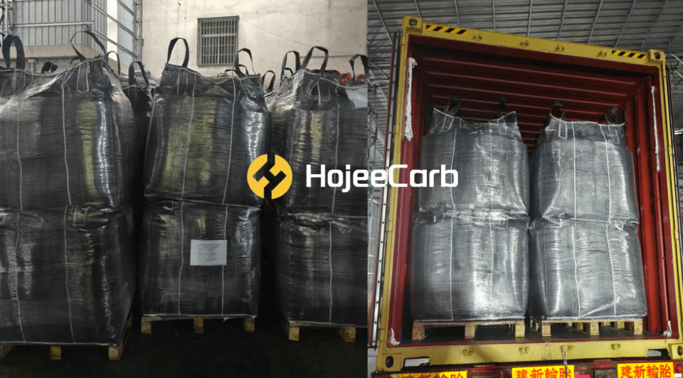 HojeeCarb activated carbon bulk bags in warehouse and loaded into shipping container