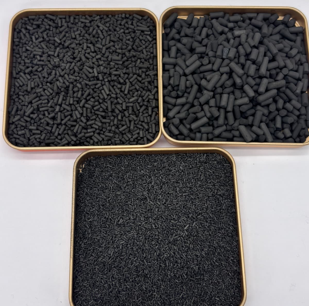 Three types of impregnated activated carbon pellets with different diameters for gas phase applications