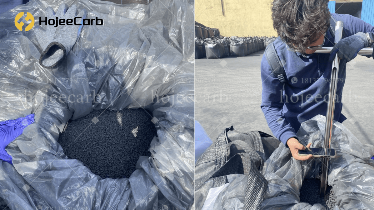 Loading 56 tons of KI impregnated activated carbon jumbo bags into 20GP containers for Kazakhstan shipment