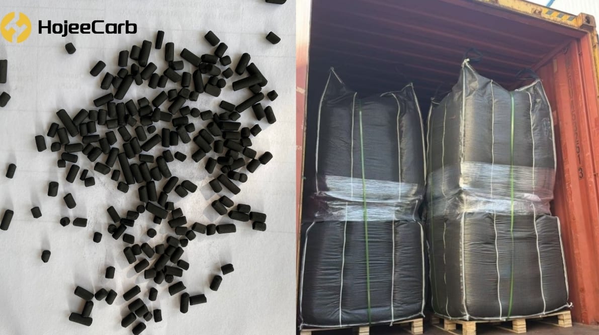 Container of impregnated pellet carbon shipped for H2S removal duty