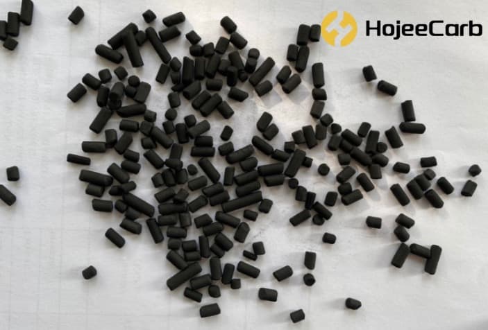 4mm CTC 60 coal-based columnar activated carbon close-up — non-impregnated biogas desulfurization grade
