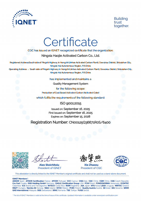 ISO 9001 quality management certificate (IQNet)