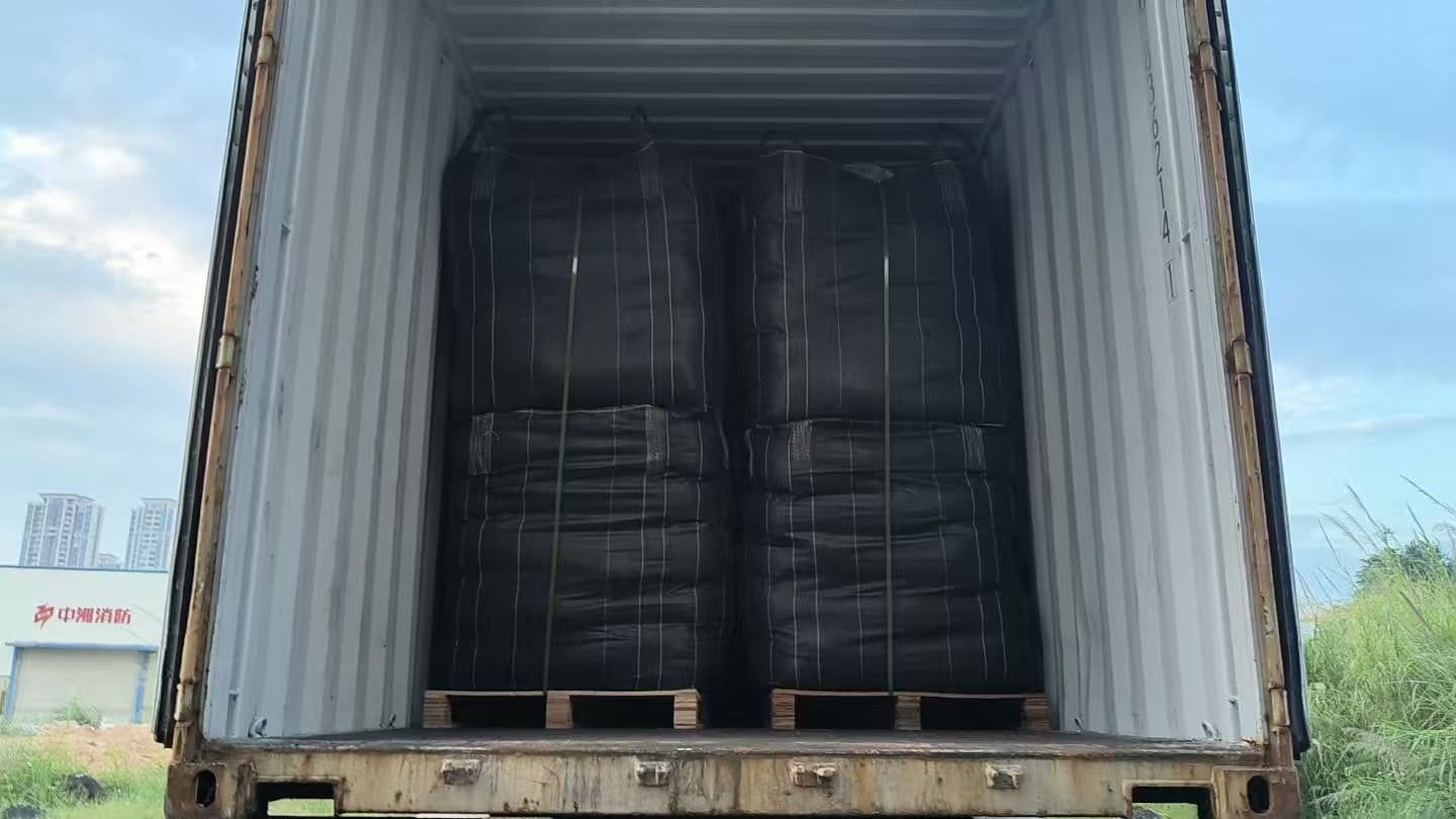 20ft shipping container fully loaded with palletized jumbo bags of bulk activated carbon for export
