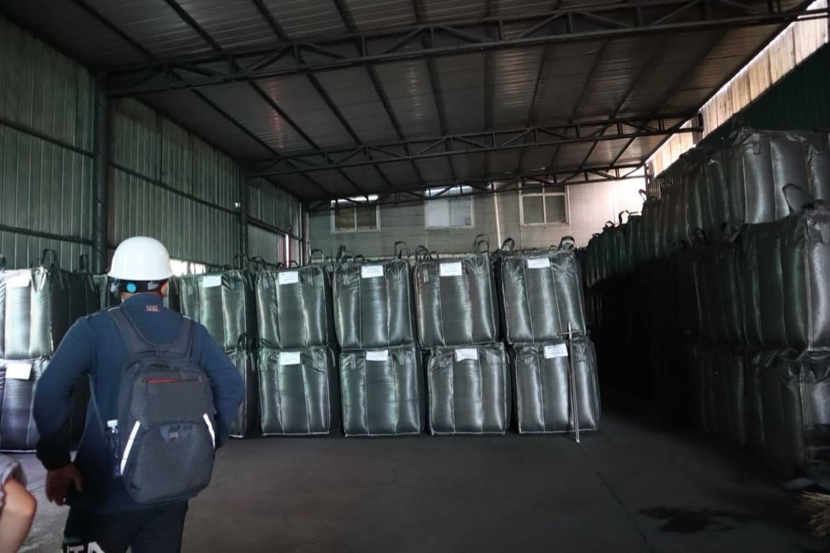 Activated carbon factory warehouse with packaged GAC filter media ready for export