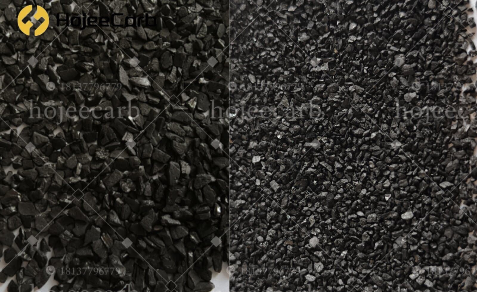 Side-by-side comparison of coarse and fine granular activated carbon mesh cuts
